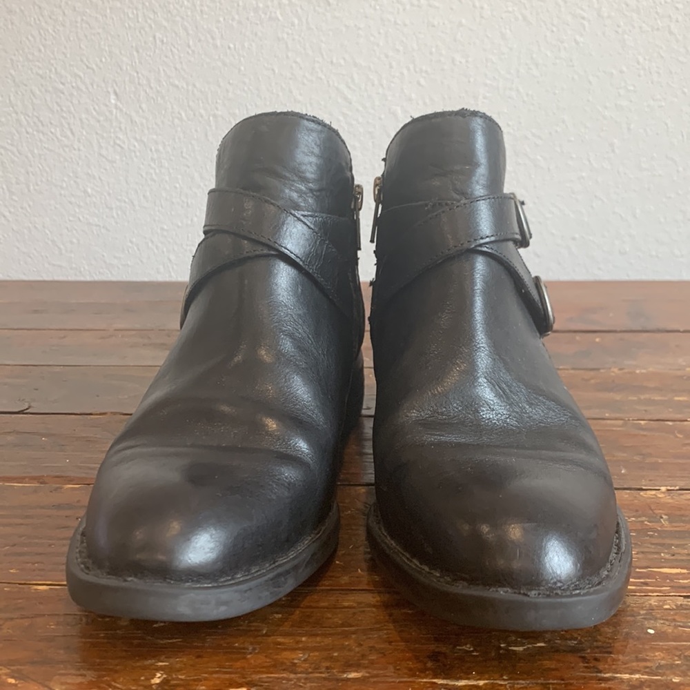 NWOT Born Black Leather Ozark Booties Buckles - Picture 3 of 8